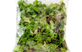Green,Salad,In,Cellophane,Bag.,Clipping,Path.