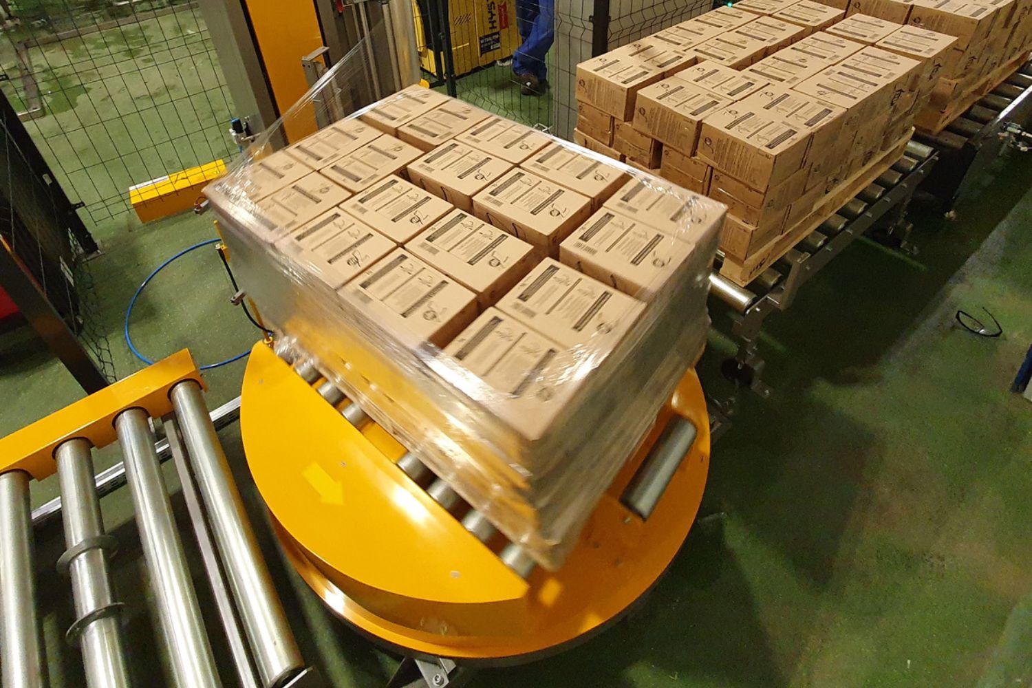 Wrapped pallet of boxes